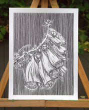 Load image into Gallery viewer, ORIGINAL Artwork Foxgloves Ink Drawing