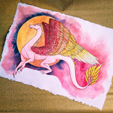 Load image into Gallery viewer, Red Dragon Fire Original Watercolour Painting
