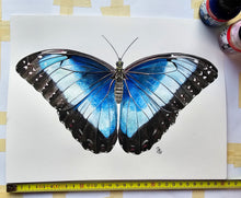 Load image into Gallery viewer, Original Painting of the Blue Morpho Butterfly
