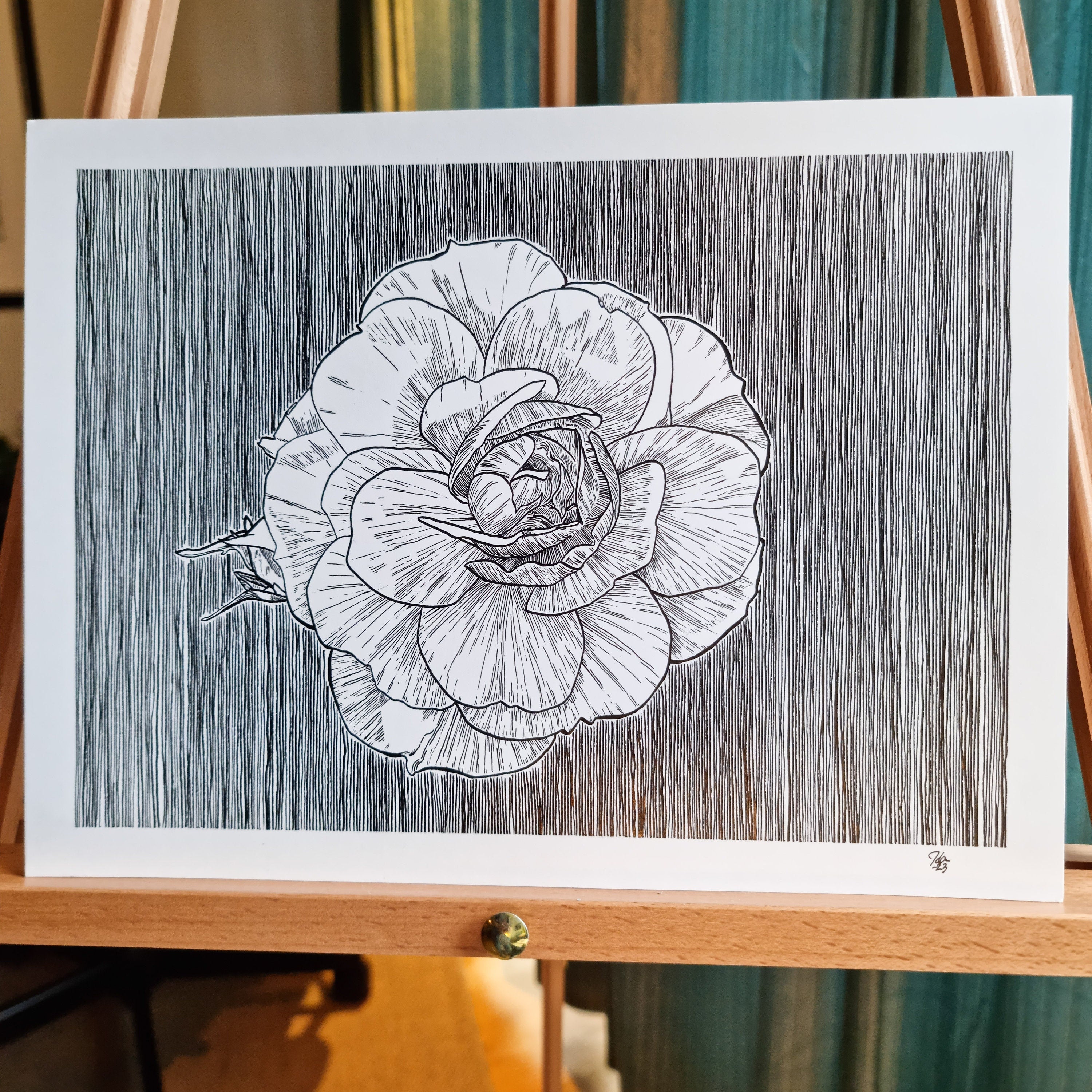 ORIGINAL Artwork Rose Ink Drawing – LadyKimonoArt