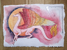Load image into Gallery viewer, Red Dragon Fire Original Watercolour Painting
